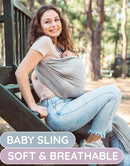 Ring Sling Baby Carrier – Breathable 100% Cotton Wrap for Infant Support, Baby Ring Sling – Grey Adjustable Muslin Fabric by TinyTreasures Baby Boutique
