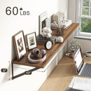Floating Shelves 48 Inch Long, 10" Deep Floating Shelves, Walnut Wall Shelves 48 x 10, Set of 2, Wide Large Display Storage Shelves for Bathroom, Living Room, Rustic Wood Shelves with Brackets by CozyNest Decor