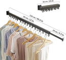 Clothes Drying Rack Wall Mounted, Laundry Drying Rack Collapsible, Space Saving Wall Drying Rack Clothing Foldable, Tri-Fold Retractable Rack Outdoor Indoor with 18 Hooks(Black，Loop-Shape Hooks) by CozyNest Decor