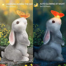 Garden Statue Outdoor Decor-Rabbit with Solar Butterfly Changing Lights Garden Statues,Bunny Statue for Patio,Balcony,Yard,Lawn Ornament,Gardening Gifts for Mom Grandma by CozyNest Decor