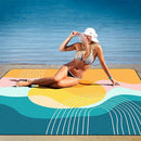 Picnic Blankets Waterproof Foldable, Extra Large 79"x79" Beach Blanket Waterproof Sandproof, 3-Layer Polyester Foldable Portable Outdoor Mat for Park, Camping, Travel, Grass Lawn- Afterglow Rainbow by TinyTreasures Baby Boutique