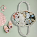 Large Baby Diaper Caddy Organizer for Girl Boy Rope Nursery Storage Bin Basket Portable Holder Tote Bag for Changing Table Car Travel Baby Shower Gifts Newborn Registry Must Haves White and Brown by TinyTreasures Baby Boutique