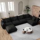 Modern Minimalist Chenille Modular Sectional Sofa, Oversized Deep-Seat U-Shaped Couch with Movable Ottoman, Thick Cushions, Upholstered Sofa for Living Room, Bedroom, Office, Apartment Black 1 Ottoman by CozyNest Decor