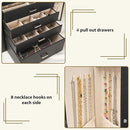 AKOZLIN 5-Tier Jewelry Box Lockable Leather Jewelry Storage Case with 4 Drawers for Women Girls Ring Necklace Earring Bracelet Watches Holder Organizer with Mirror by TinyTreasures Baby Boutique
