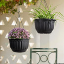 YIKUSH Planters for Outdoor Plants 2 Pack Black Plant Pots with Drainage Hole and Absorbing Tray Hanging Planters for Indoor Plants (12 inch, 3 Hooks) by GreenHaven Gardens