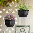 YIKUSH Planters for Outdoor Plants 2 Pack Black Plant Pots with Drainage Hole and Absorbing Tray Hanging Planters for Indoor Plants (12 inch, 3 Hooks) by GreenHaven Gardens