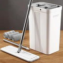 JOYMOOP Mop and Bucket with Wringer Set, White Flat Squeeze Bucket Set for Floor Cleaning, Wet Dry Wall Cleaner with Long Handle, Hardwood Floor Mop-3 Microfiber Cloths by CozyNest Decor