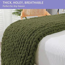 Bigacogo Chunky Knit Throw Blanket for Couch, 51x63 inches, 100% Hand Knitted with Thick Jumbo Chenille Yarn, Cozy Soft Large Rope Knot Cable Crochet Blankets for Sofa Bed Living Room, Yellow Green by CozyNest Decor