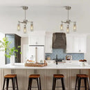3-Light Brushed Nickel Pendant Lighting for Kitchen Island, Hanging Dining Room Light Fixtures Over Table, Industrial Chandelier for Entryway Hallway Foyer Bedroom, Clear Glass Shade by CozyNest Decor