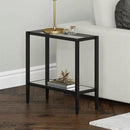 Henn&Hart 24" Wide Rectangular Side Table with Glass Shelf in Blackened Bronze, Table for Living Room, Bedroom by CozyNest Decor