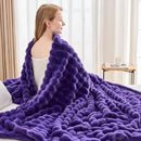 NEWCOSPLAY Faux Fur Twin Blanket Purple Bubble Blanket Thick Warm Soft for Couch Sofa Bed 550GSM (Purple, Twin(60"x80")) by CozyNest Decor