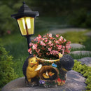 Outdoor Hedgehogs Statues Solar Sculptures with Solar Lights and Flowerpot Funny Garden Decor Animal Figurines Resin Outdoor Statues for Patio Yard Lawn Balcony Gifts by GreenHaven Gardens