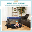 Dream On Me Travel Light Playard with Mesh Zipper Door in Navy by TinyTreasures Baby Boutique