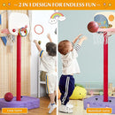 Costzon Kids Basketball Hoop, 2 in 1 Toddler Basketball Hoop Toy Set with Ring Toss & Storage Box for Boys Girls Baby, Portable Basketball Hoop Stand with Adjustable Height for Indoor Outdoor by TinyTreasures Baby Boutique