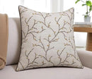 VAGMINE Embroidered Pussy Willow Throw Pillow Cover - 18x18 Inches Square - 100% Linen Natural Decorative Cushion Cover - Floral Embroidery - Cozy Farmhouse & Boho Accent for Sofa, Couch, Bedroom by CozyNest Decor