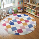 jinchan Round Rug 5ft Kids Washable Rug Indoor Floor Cover Non-Slip Soft Elementary School Classroom Modern Colorful Diamond Carpet for Nursery Daycare Bedroom Playroom Living Room Berries on Cream by CozyNest Decor