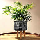 Harvest Land Plant Pots with Stand, Set of 2 Large Modern Planters Metal Tall Handmade Flower Pots with Drainage Holes Indoor Outdoor,Grey by CozyNest Decor
