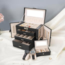 AKOZLIN 4-Tier Jewelry Box Lockable Leather Jewelry Storage Case Organizer with 3 Drawers for Women Girls Ring Necklace Earring Bracelet Watches Holder with Mirror by TinyTreasures Baby Boutique