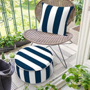 Inflatable Ottoman Stool D21 xH9 for Outdoor/Indoor Use, Water Repellent Patio Foot Rest Stool with Portable Handle,Round Pouf Ottoman Suitable for Garden,Deck and Camping - Cabana Navy by CozyNest Decor