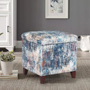 Adeco 18 Inch High Cube Ottoman Storage, Linen Chair Foot Stools, Upholstered Vanity Stool with Hinged Lid, Solid Wood Legs by CozyNest Decor