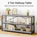 LVB Long Console Table with Storage, Farmhouse Rustic Skinny Entryway Table, Modern Wood Metal Hallway Sofa Table with Shelf, Industrial Narrow Couch Entry Table for Foyer Living Room, Light Grey, 63 by CozyNest Decor