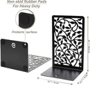 CNK Book Ends for Shelves - Metal Holders for Home Office Heavy Books, Shelf Stoppers, Decorative Set of 2 Black Infinite Leaves Bookends by CozyNest Decor