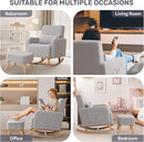 Rocking Chair with Ottoman, Upholstered Nursing Glider Rocker with High Backrest and Side Pocket, Comfy Reading Chair with Solid Wood Legs for Nursery/Living Room/Bedroom Light Grey by TinyTreasures Baby Boutique