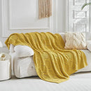 Longhui bedding Chunky Cotton Knit Throw Blanket for Couch, Sofa, Bed, or Chair, Decorative Breathable Fall Cable Knit Blanket 51 x 63 Inches, Medium Weight Mustard Yellow by CozyNest Decor
