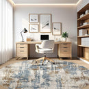 Round Rug Living Room Rugs: 10Ft Washable Circle Large Abstract Modern Soft Stain Resistant Non Slip Indoor Floor Carpet for Bedroom Nursery Office Dining Room Dorm Home House Decor- Tan Blue by TinyTreasures Baby Boutique