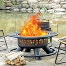 47 Inch Outdoor Fire Pit with 2 Grills, Extra Large BBQ Firepits for Outside, Metal Round Fire pits with Lid&Fire Poker,3 in 1 Wood Burning Outdoor Fireplaces for Backyard,Patio,Bonfire by GreenHaven Gardens
