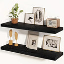 Fun Memories Black Floating Shelves 36 Inch Long, 8 Inch Deep Floating Shelf for Wall, 36" W x 8" D Wall Shelves Set of 2, Black Deep Floating Shelves for Bedroom, Living Room, Kitchen by CozyNest Decor