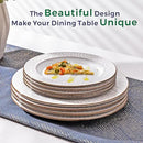GBHOME Ceramic Dinnerware Sets,12 pcs Embossed Elegant Stoneware Plates and Bowls Sets, Housewarming Wedding Gift | Dishwasher & Microwave Safe | Dishes Set Service for 4 by CozyNest Decor