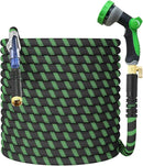Non-Expanding Garden Hose 100Ft, Flexible Kink Free Water Hose with 10 Watering Spray Nozzle, Lightweight Hose Pipe, Leak-Proof, Durable, 3/4" Metal Alloy Connector, Portable Storage Strap by GreenHaven Gardens