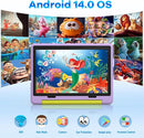 Kids Tablet｜Upgraded Android 14 Tablet 10 inch for Kids with Protective Case｜Octa-Core｜64GB｜1TB TF Card Expandable｜Dual Camera｜Parental Control｜Great Gift for Toddler(Purple) by TinyTreasures Baby Boutique