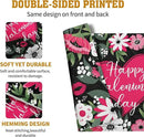 Happy Valentine's Day Placemats Set of 4 Valentine Flowers Love Heart Place Mats Pink Red White Floral Linen Table Mats Seasonal Black Placemat for Anniversary Wedding Party Kitchen Dining Decor by CozyNest Decor