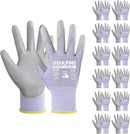 DULFINE Work Gloves for Men PU Coated 12 Pairs Bulk Pack,Purple Seamless Knit Glove with thin Polyurethane,Two Finger Touchscreen, for Men and Women, Ideal for Light Duty Work. (Medium) by GreenHaven Gardens