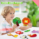 9 Pieces Lacing Cards, Double Sided Sewing Cards in 9 Jungle Animals with 9 Colorful Laces, Imagination Development Lacing Toys Games Educational and Learning Activity for Preschoolers, Kids by TinyTreasures Baby Boutique