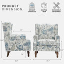 Lumibee High Back Accent Chair Set of 2, Armchair in Fabric,Comfy Upholstered Wingback Single Sofa Reading Chairs with Solid Wood Legs for Living Room,Bedroom,Office-Plants Blue by CozyNest Decor