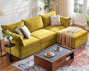 102.6" Modular Sectional Sofa, L Shaped Couch Set for Living Room, 3-Seater Comfy Cloud Couches with Movable Storage Ottoman,DIY Combination - Chenille Yellow by CozyNest Decor