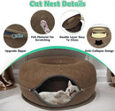 Donut Cat Tunnel Bed Peekaboo Cat Cave for Large Cats Up to 30 Lbs, Kitty Interactive Playing Tent House for Multiple Cats,Detachable,Scratch Resistant (Brown, Large - 24 Inch Diameter) by CozyNest Decor