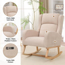 Rocking Chair Nursery, Nursing Rocking Chairs for Mom Nursery, Comfy Wingback Glider Rocking Armchair with Side Pocket for Nursery Living Room Bedroom, Khak by TinyTreasures Baby Boutique
