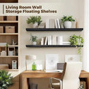 Floating Wall Shelves 2-Pack - 36-Inch Rustic Black Wooden Shelves for Storage and Décor, Easy Installation for Living Room, Bedroom, and Kitchen by CozyNest Decor