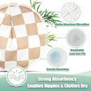 wegreeco Nursing Breast Pads (14 Pack) + Laundry Bag & Travel Storage Bag, 4.7 inch - Washable & Reusable Breastfeeding Nursing Pads (Light Coffee Checkerboard, Large, Contoured Shape) by TinyTreasures Baby Boutique