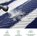 GENIMO Outdoor Rug Waterproof for Patio Decor, 9'x12' Foldable Reversible Plastic Straw Carpet for Travel Trailers, Outside Area Mat for Rv, Deck, Picnic, Porch, Camper, Balcony, Beach, Blue & White by CozyNest Decor