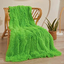XeGe Luxury Faux Fur Throw, Green Soft 50x60 Fluffy Blanket, Shaggy Plush Decorative Couch Throw, Cute Furry Fuzzy Bed Office Lap Blanket for Bedroom Living Room, Lime Green by CozyNest Decor