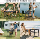 Folding Camping Table with Storage Net, Pure Black Aluminum 2ft Picnic Table 23.2" x 16" Outdoor Table Adjustable Height Max 27.5", Lightweight, Waterproof, Portable Handle for Travel Cooking by GreenHaven Gardens
