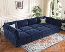 136.4" Oversized Modular Sectional Sleeper Sofa Bed, U Shaped Convertible Couch with Movable Ottoman, Large 8 Seat Corner Couches for Living Room Deep Seat Blue Chenille by CozyNest Decor