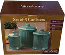 Omniware Simsbury 3-Piece Canister Set - Stoneware Kitchen Storage with Silicone-Sealed Lids, Lead-Free Glaze & Dishwasher Safe - Rustic Farmhouse-Style Flour & Sugar Containers (Black) by CozyNest Decor