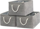 TcaFmac Storage Bins for Organization - Large 3 Pack Canvas Storage Basket for Shelves with Handles, Collapsible Baskets for Organizing for Closet Dog Laundry (Grey 16x12x8 inch) by TinyTreasures Baby Boutique