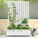 Raised Garden Bed with Trellis and Wheels,73"x47"x16" Metal Raised Garden Bed,White Squared Metal Planter with Climbing Trellis for Vines & Vegetables by GreenHaven Gardens